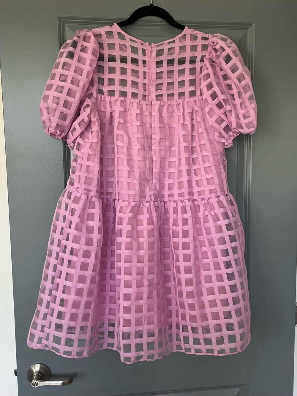 English Factory Gridded Organza Mini Dress in Lilac